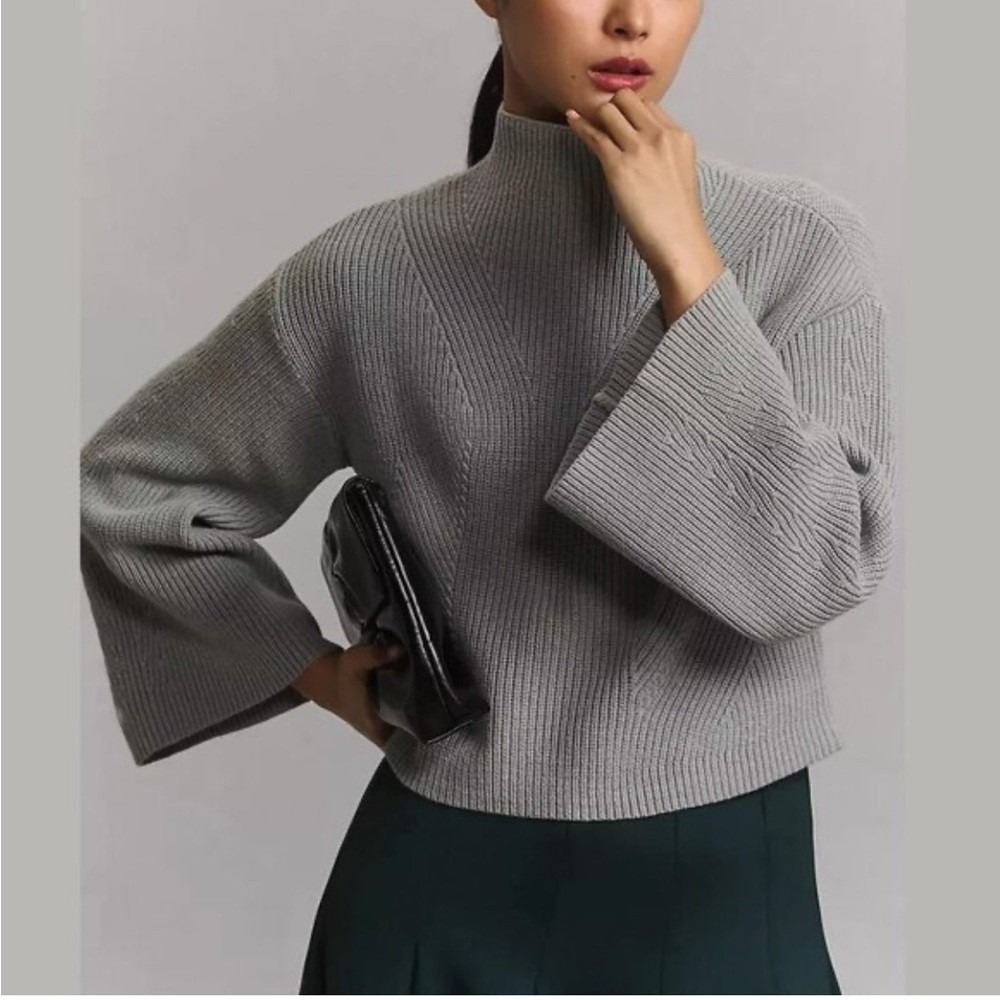 Maeve Ribbed Mock Neck modern elevated quiet luxury sophisticated Sweater XL